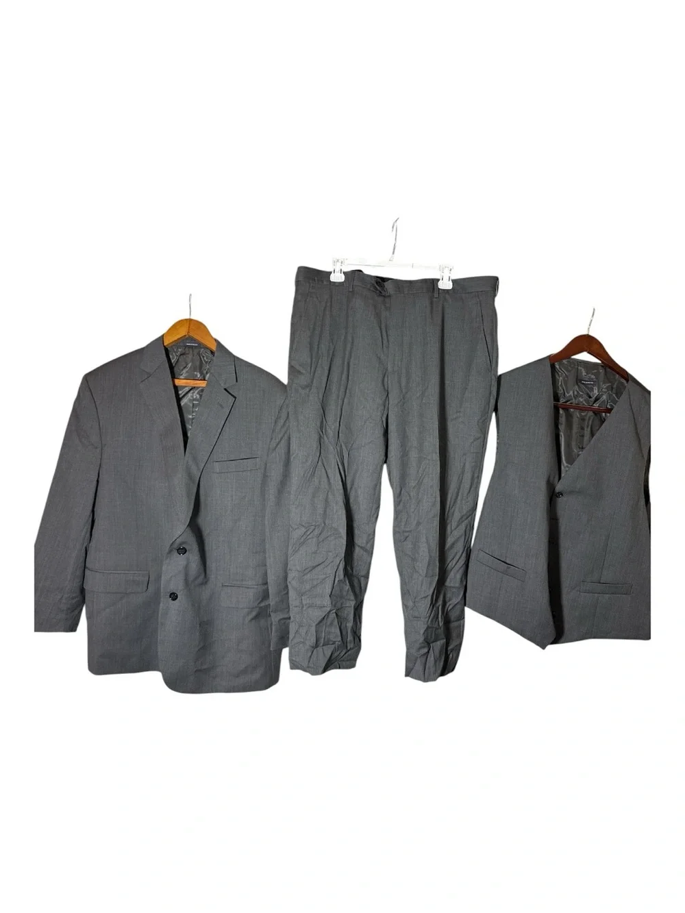 Stafford Men's 3 Piece Gray Suit Jacket Size 50R 40x27 Dress Pants